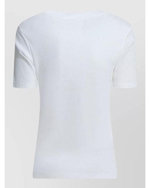 Loulou de Saison White Crew Neck Ribbed Short Sleeve Top