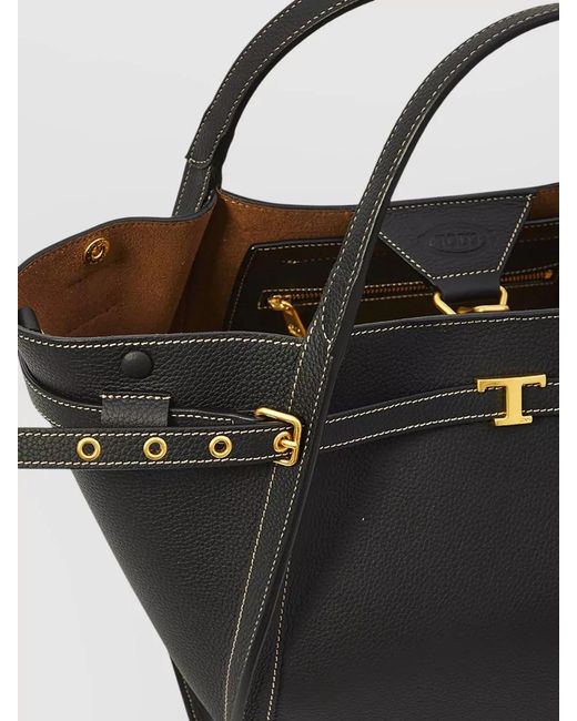 Tod's Black Small Leather Tote Bag Shoulder Strap