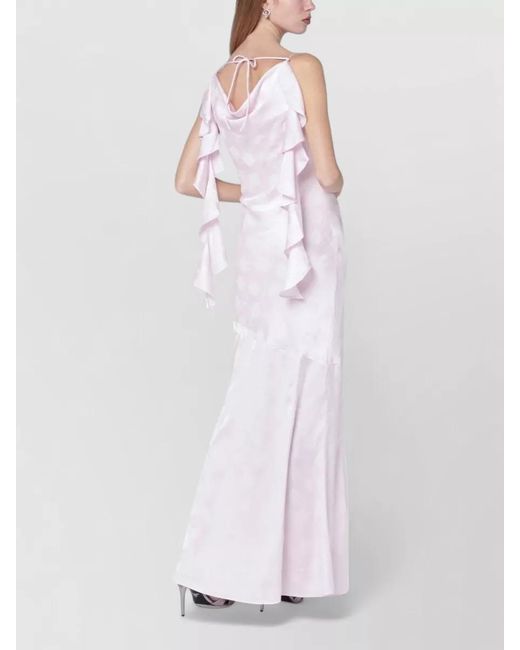 ROTATE BIRGER CHRISTENSEN White Draped Neckline Floor Length Open Back Dress