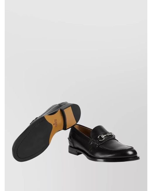 Gucci Black Leather Horsebit Loafers for men