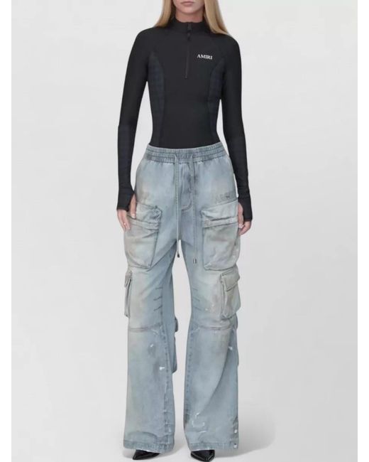 Amiri Gray Denim Cargo Wide-Leg Trousers