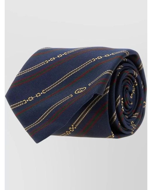 Gucci Blue Regular Width Jacquard Tie Diagonal Stripes for men