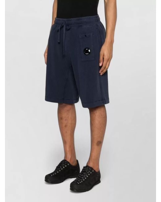 C P Company Blue Cotton Bermuda Shorts Elastic Waistband Pocket for men