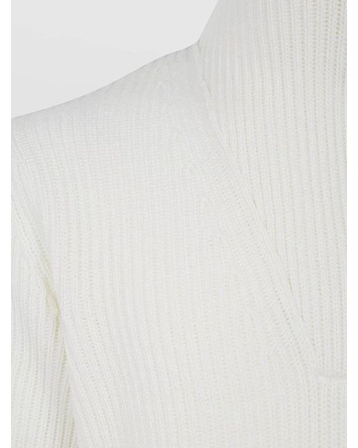 Filippo De Laurentis White Virgin Wool Half Zip Sweater for men