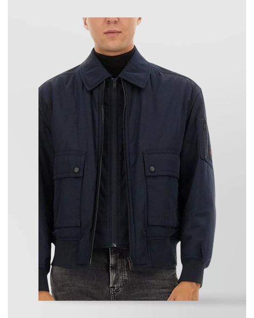 Boss Blue Bomber Jacket With Removable Lining for men