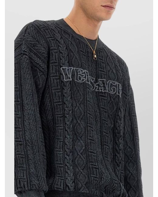 Versace Blue Slim-Fit Cotton Jumper for men