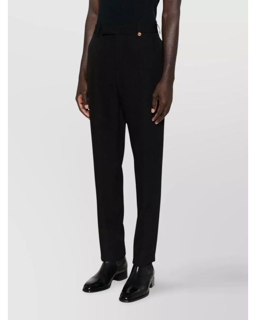Versace Black Virgin Wool Straight-Leg Tailored Trousers for men