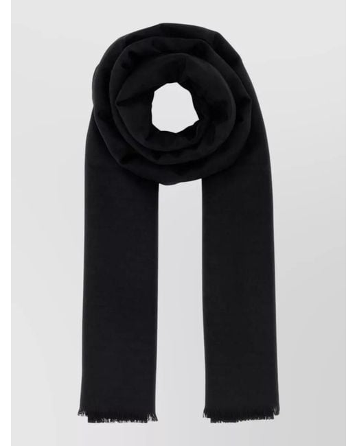 Prada Black Jacquard Scarf Fringe Detail Versatile Length for men