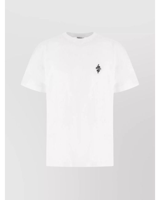 Marcelo Burlon White Ribbed Cotton T-Shirt for men