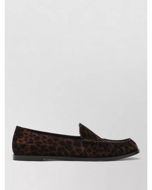 Aquazzura White Loafers Animal Print Round Toe Textured