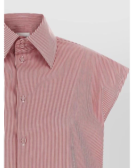 ARMARIUM Pink Malik Shirt Cap Sleeves Collared Neck Stripes