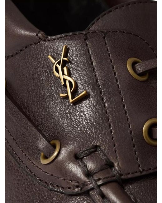 Saint Laurent Brown Boat Loafer Smooth Leather Moccasin Shoe for men