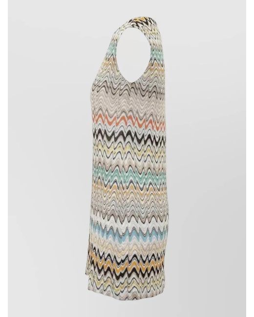 Missoni Gray Sleeveless Zigzag-Knit Mini Dress
