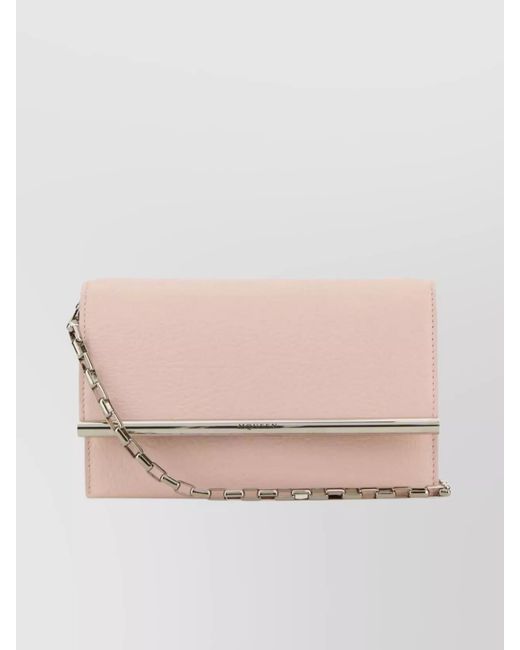 McQueen Pink Mini Lamb Leather Crossbody Bag