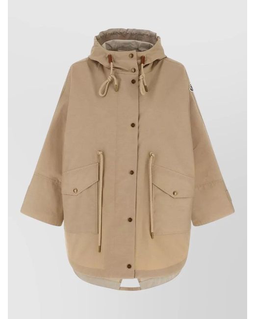 Moncler Natural Brunnera Parka Hood Drawstring Cuffs Pockets