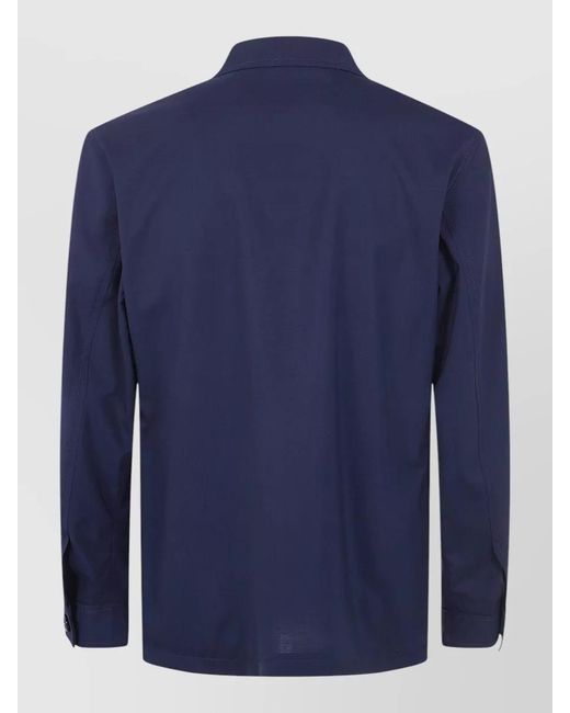 Tagliatore Blue Tempest Jacket Chest Pockets Long Sleeves for men
