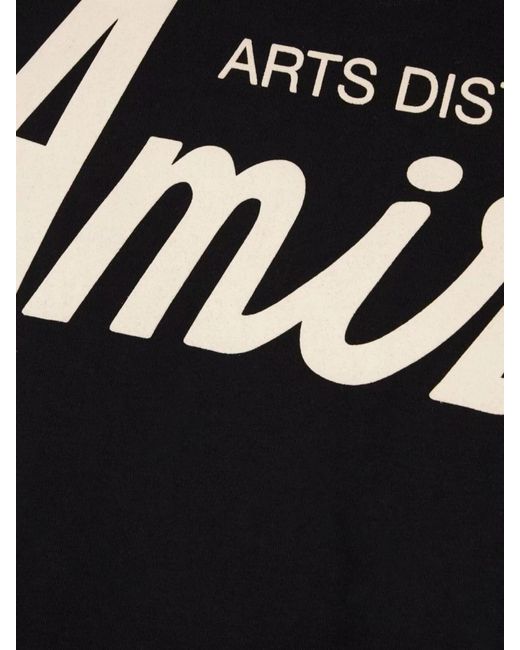 Amiri Black Crew Neck Graphic Print Pure Cotton T-Shirt for men