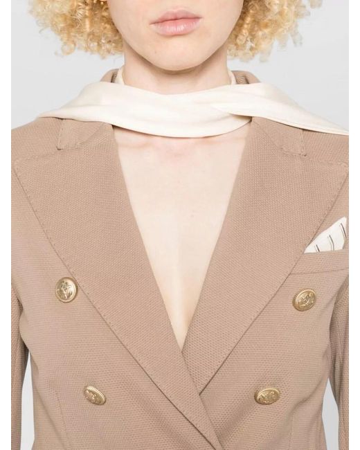 Circolo 1901 Pink Cotton Blazer Double Breasted Notch Lapels Pockets