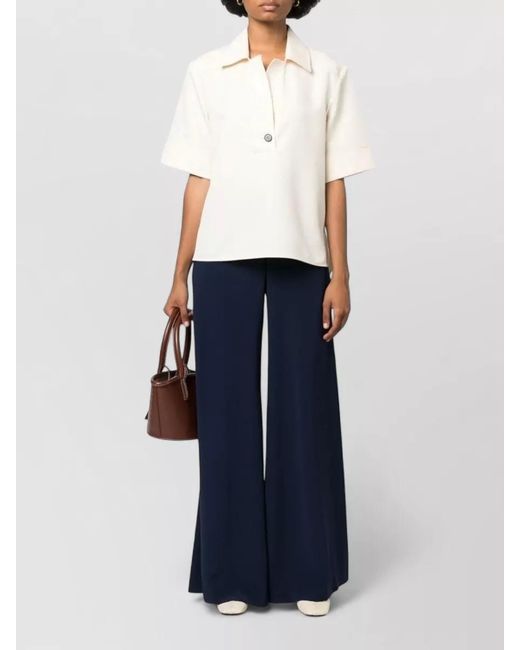 Gianluca Capannolo Blue Satin High Waist Floor Length Trousers