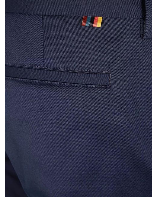 Paul Smith Blue Tailored Trousers Belt Loops Cuffed Hem for men