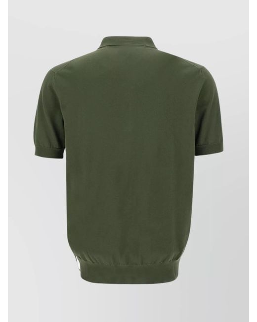 K-Way Green Ribbed Cotton Short-Sleeve Polo Shirt for men