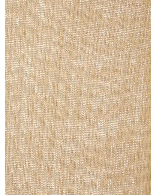 Max Mara Natural Ribbed Semi-Sheer Silk Tank Top
