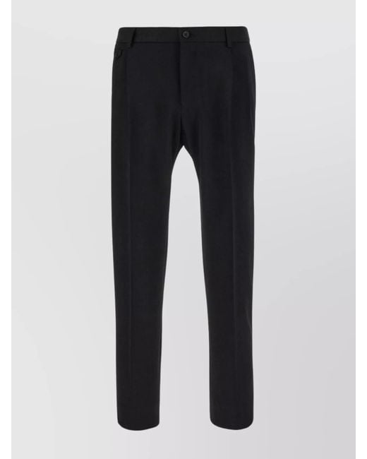 Dolce & Gabbana Black Virgin Wool Straight-Leg Trousers for men