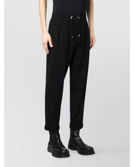 Balmain Black Cropped Drop-Crotch Trousers for men