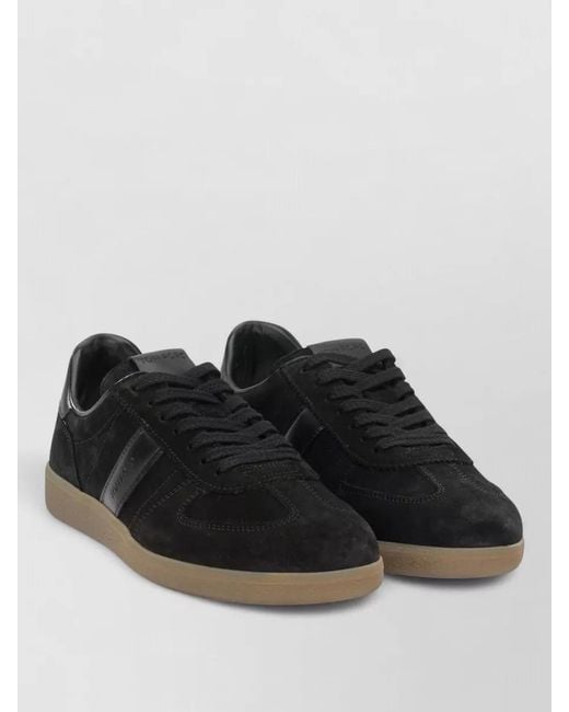 Tom Ford Black Archer Suede Low Top Sneakers Rubber Sole for men