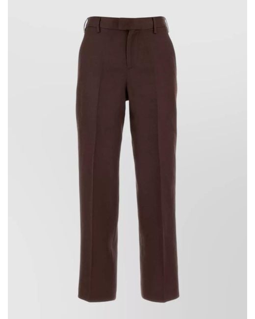 PT Torino Brown Emma Straight Leg Twill Trousers Belt Loops