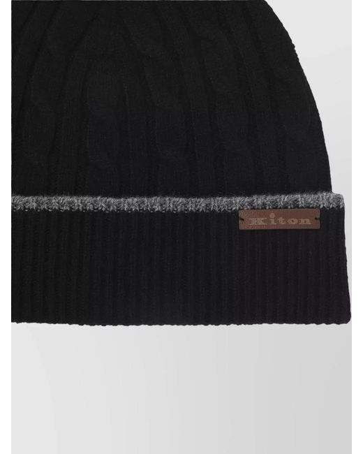 Kiton Black Cable-Knit Cashmere Beanie for men