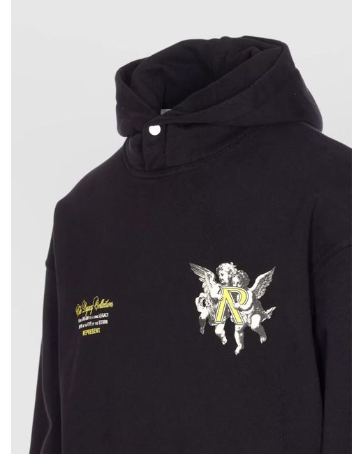 Represent Blue Cotton Oversized Printed Hoodie for men