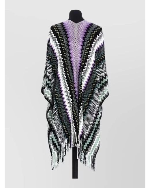 Missoni Blue Wool Poncho