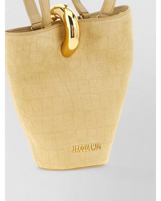 Jacquemus Metallic Le Petit Bambola Crocodile Texture Top Handle