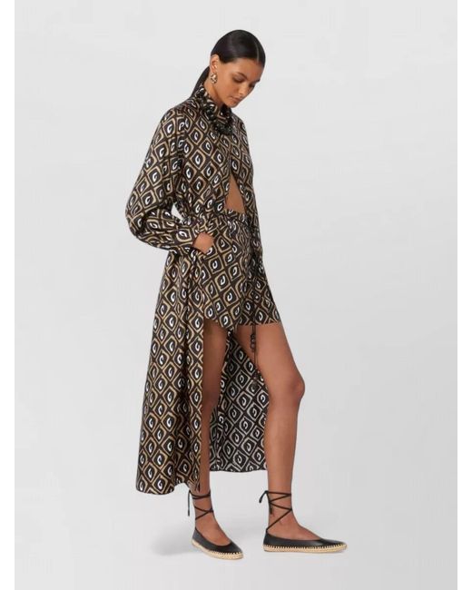 Max Mara Multicolor Silk Twill Shirt Dress A Line Cut