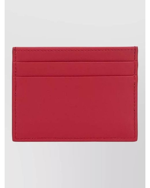 Dolce & Gabbana Red Leather Card Holder Compact Size Pocket
