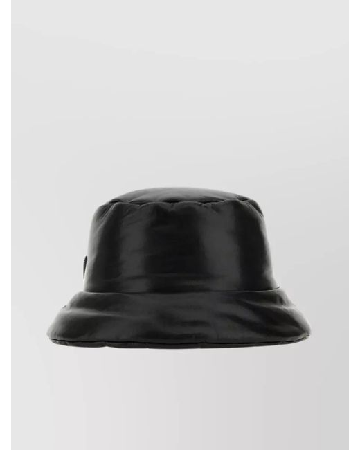 Prada Black Leather Padded Bucket Hat