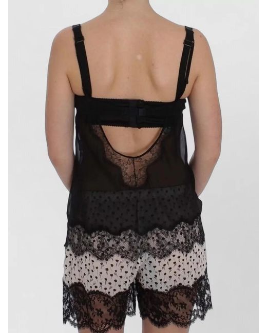 Dolce & Gabbana Black Silk Floral Lace Top