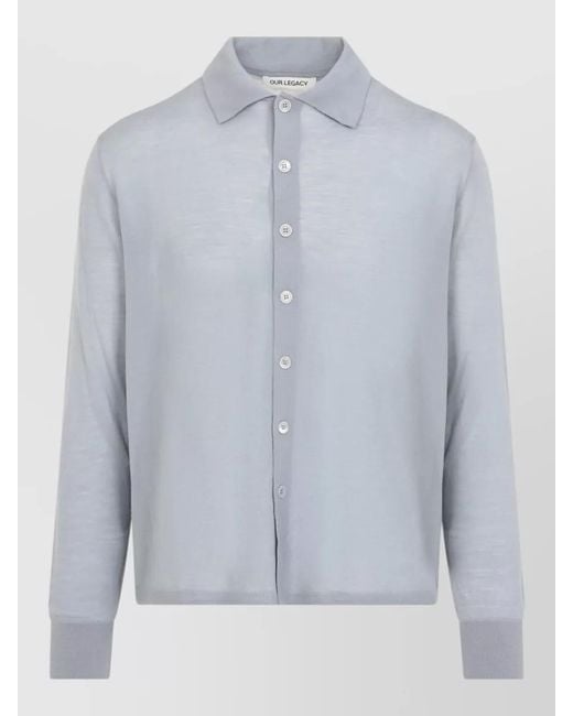 Our Legacy Blue Merino Wool Relaxed-Fit Cardigan for men