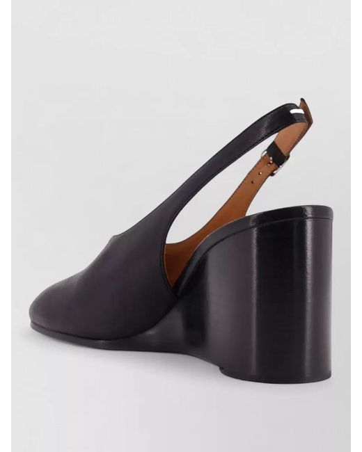 Maison Margiela Blue Tabi Leather Open Toe Wedge Pumps