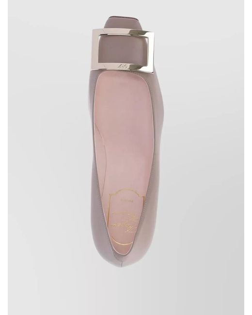 Roger Vivier Pink Pointed Toe Block Heel Smooth Finish Pumps
