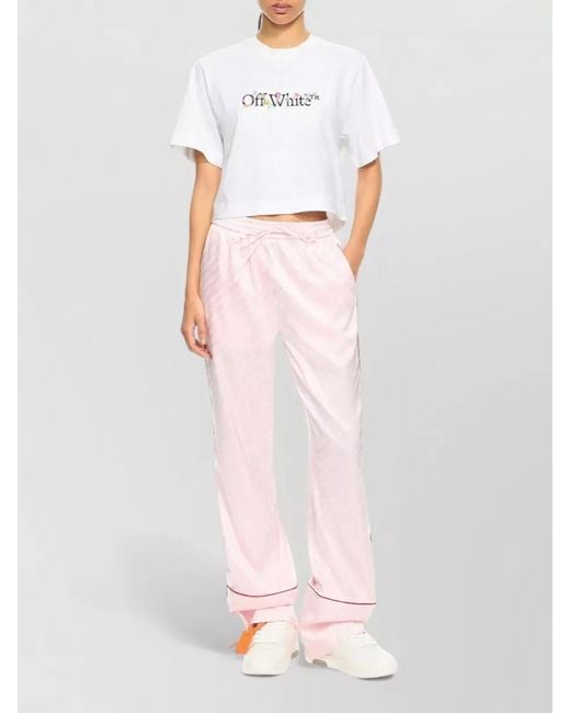 Off-White c/o Virgil Abloh White Printed Cotton Cropped T-Shirt
