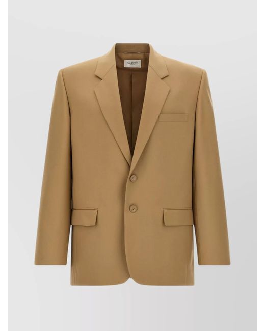 Saint Laurent Natural 'Yves' Blazer Featuring Notch Lapel for men