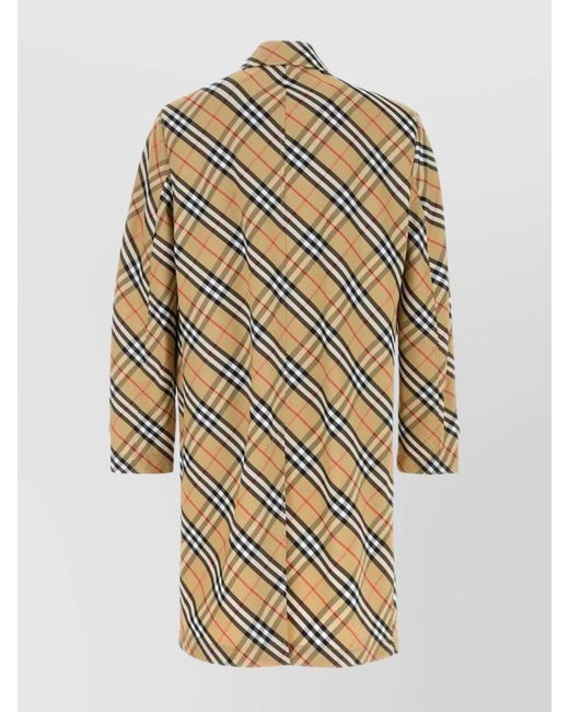 Burberry Natural Embroidered Trench Coat Checked Pattern for men