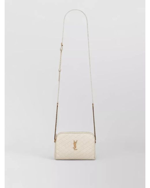 Saint Laurent White Gaby Shoulder Bag Quilted Pouch Chain