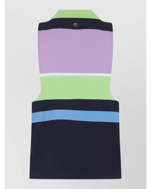Versace Blue Striped Cotton Jersey Tank Top