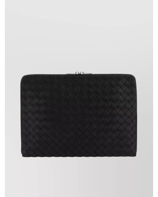Bottega Veneta Black Leather Document Case Rectangular Shape for men
