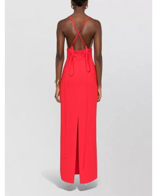 Solace London Red Milly Maxi Dress Open Back Straps