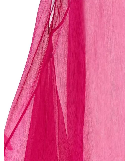 Dries Van Noten Pink Ducy Dress Flowing Sheer V Neck Sleeveless