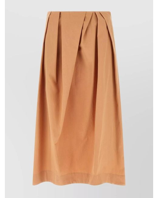 Dries Van Noten Brown Cotton Pleated Skirt